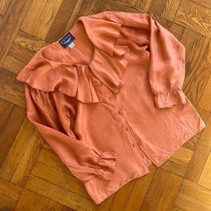 Vintage Silk Ruffle Collar Blouse